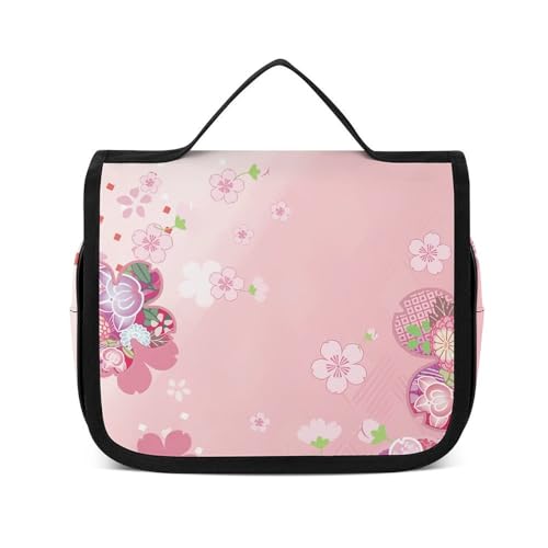 トイレタリーバッグ 和風 桜 吊り下げトラベルポーチ 洗面用具ケース バスルームポーチ 化粧ポーチ 軽量 旅行 出張