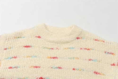 Image of Mud Kingdom Girls Fuzzy Sweater Pullover Colorful Stripes Fashion Knitwear for Toddler Casual