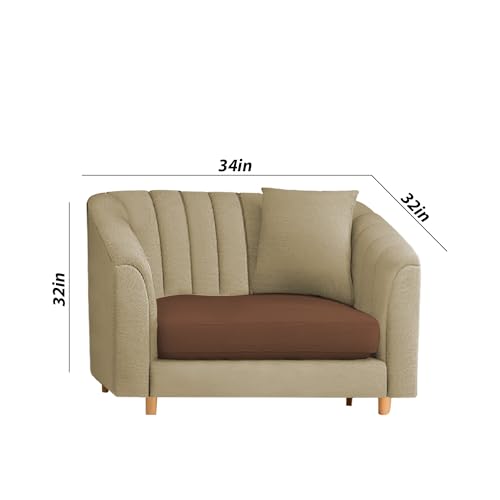 Image of Doraldo Seater Sofa Set for Living Room (Cream Brown) Premium Fabric Sofa Set
