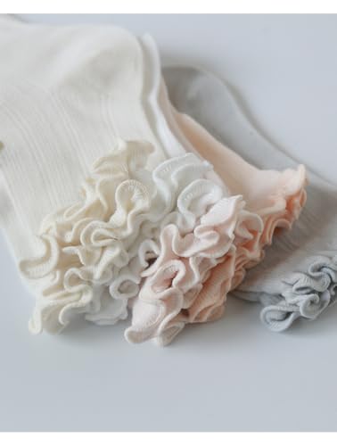 Image of 5 Pair Cute Ankle Socks for Women Coquette Bow Print Ruffle Frilly Cotton Socks Lace Trim Breathable Summer Socks