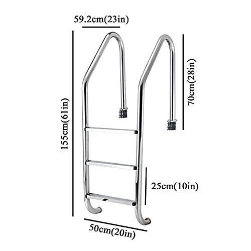 Escalera para piscina de acero inoxidable con 3 peldaños antideslizantes miniatura 5