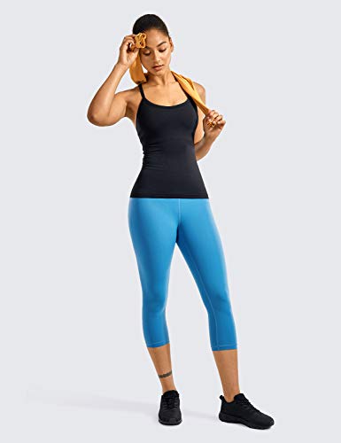 Crz Yoga High Waisted Yoga Pants Women's Workout Capris Athletic Leggings With Pocket Luxury Naked Feeling - 17 Inches Carbon Blue - 17'' Medium #TOP1