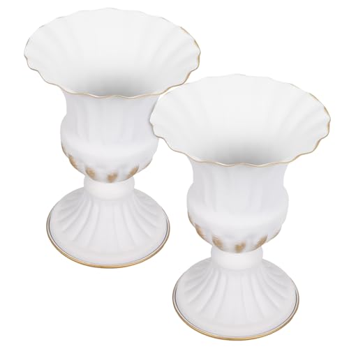 Cabilock 2piezas Jarrón Conmemorativo para Cementerio Hierro Resistente De Unidades Estilo Retro Blanco para Flores Artificiales o Secas Tumbas y Decoración De Jardines