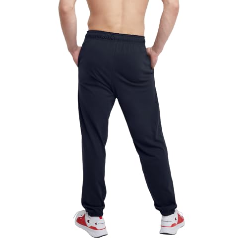 Image of Champion Men's Cinched-Bottom Lounge Pants, Standard Fit, Lightweight 100% Cotton, Available in Regular and Big & Tall, Navy, 4X-Large Big