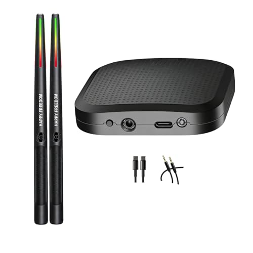 Electric Air Drum Set, Portable 3D Somatosensory Drum Sticks with 6 Sound Effects & RGB Light, Virtual Electronic Drum Kit for Kids & Adults, Home Practice, 3-Piece Set (No Pedals)