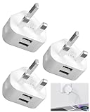 Pack of 3 Dual Port USB Plug UK Charger Compact Dual Port Mains Adapter 5V/2.1A Multi USB Fast Wall Charging with Smart IC Technology for iPhone 15 14 13 12 11 XS XR X 8 7 6, iPad, Samsung, Huawei etc - Image 1
