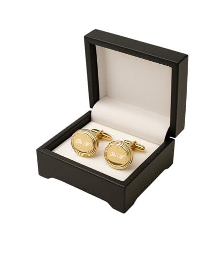 Mancuernillas doradas personalizadas para hombre miniatura 3