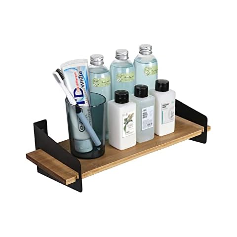 JSVER Duschregal Holz, Duschkörb Duschorganisator Regal Ablage Küchen Wandhalterung Küchenorganisator Duschablage Dusche Bambus Organisator Cover