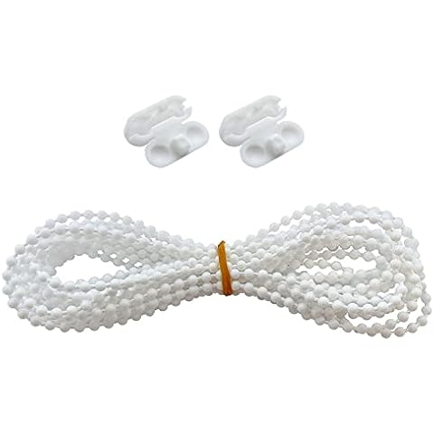 The Bead Shop Roller Blind and Roman Shade Blind Beaded 4.5mm / No. 10 Chain Cord White Plastic 5m Cover