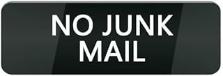 No Junk Mail Acrylic Sign 3x10 Inch - Modern Design Self-Adhesive for Home Office Door Wall Residence Garden Shop Cafe, Junk Mail Restriction Decor Gift for Women Men