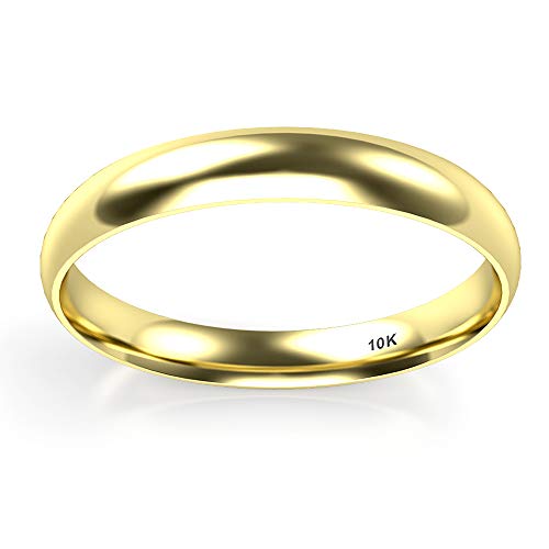 10K White/Yellow/Rose Gold 3MM Plain Dome Wedding Band Ring3