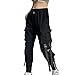 WanWorlder Damen Cargohose Sweathose Elastische Taille Jogginghose Capri Sport Hosen Yogahose Streatwear Frauen Hip Hop Jogger Street Hose mit Taschen