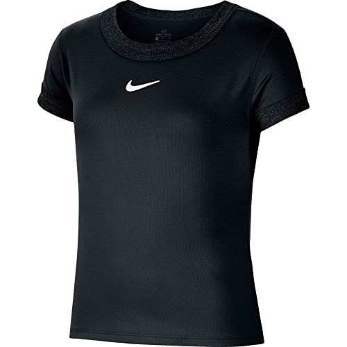 Nike G Nkct Dry Top SS tee-shirt de tennis fille noir et blanc respirant
