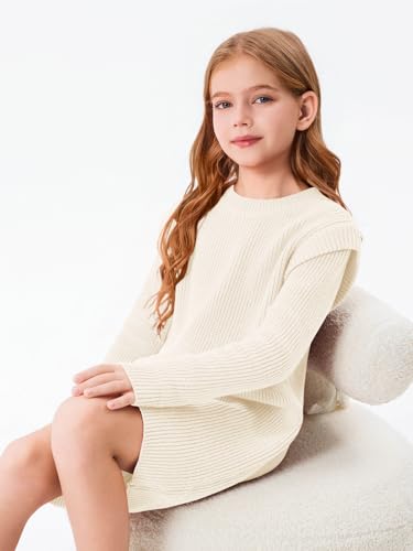 Robe pull à manches longues pour filles de 5 à 14 ans Haloumoning en maille douce - 6