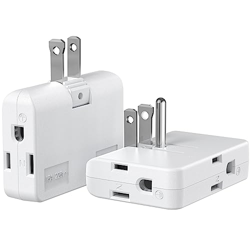 ETwinCoo 2-Prong/3-Prong Swivel Adapter, Polarized Grounding Converter with Flat Wall Plug...