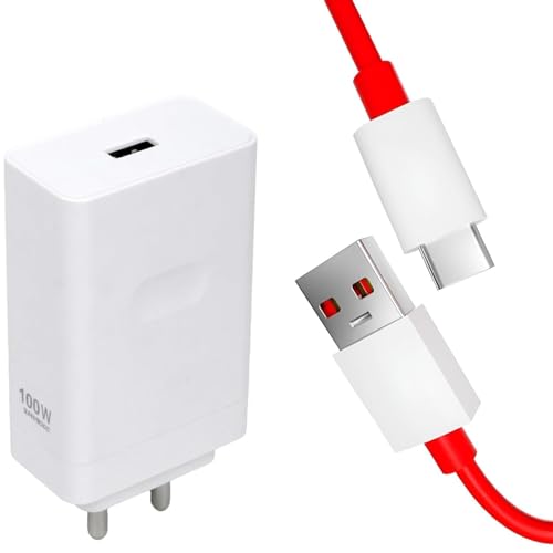 Image of Oneplus Original 100W Supervooc Charger with USB to Type C Cable Compatible with OnePlus 12 /12R /11 /11R /10 /10R /9 /9R /Nord 4 / Ce4 / Ce3 / Ce4 with 6 Months Warranty, White