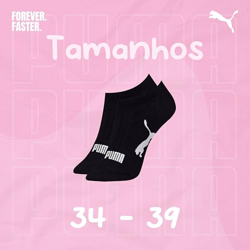 PUMA Kit 9 Pares Meia Invisível Sapatilha Adulto Feminina, 9 Preto, 34-39