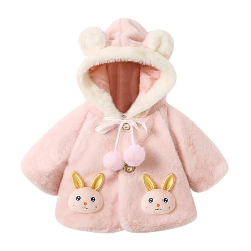 Image of Bold N Elegant Faux Fur Warm Winter Outerwear Hooded Baby Jacket Coat Blanket with Soft Plush Golden Bunny Ear for Infant Toddler Boy Girl Kids