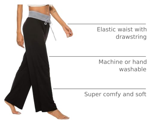 Image of NEWCOSPLAY Women's Comfy Pajama Pants Casual Drawstring Palazzo Lounge Wide Leg Pants