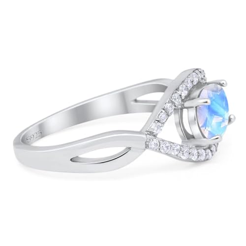 OMRANII Art Deco Oval Natural Moonstone Infinity Shank Vintage Style Evil Eye Halo CZ Wedding Engagement Ring 925 Sterling Silver Gifts For Her2