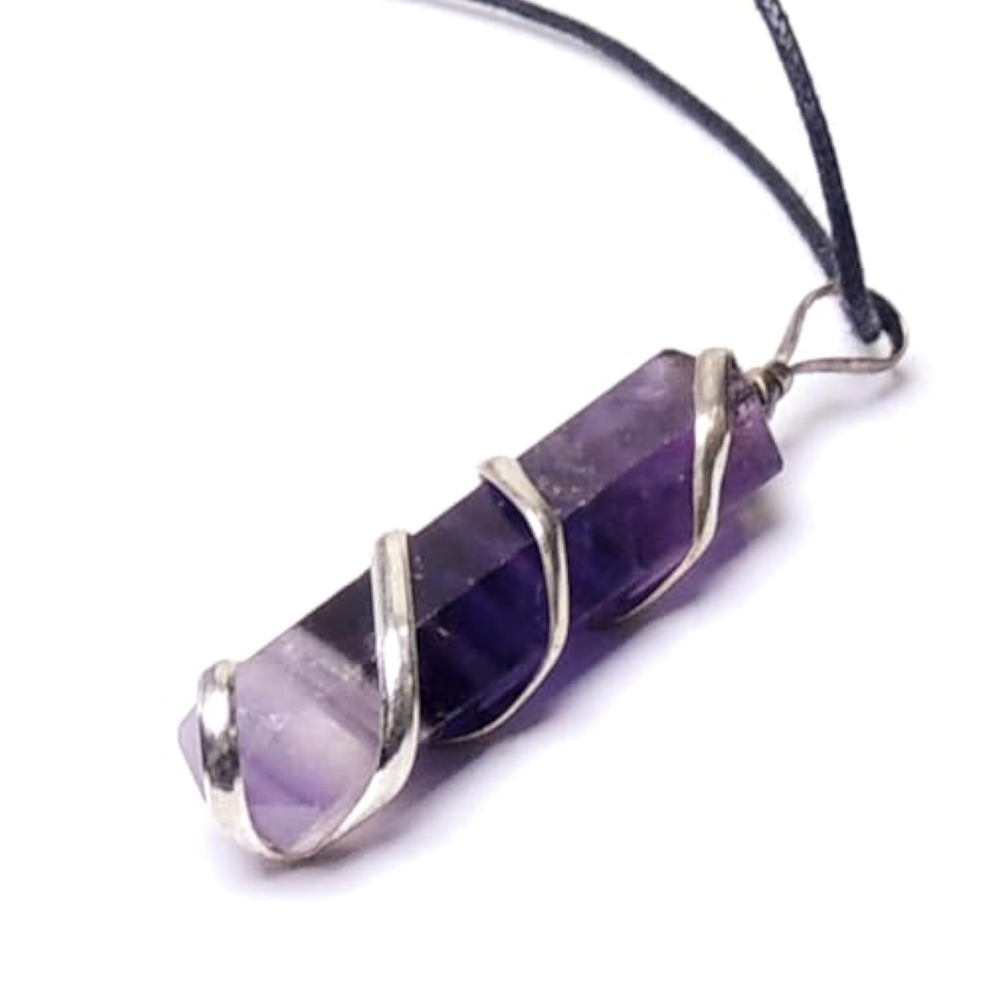 Amethyst Double Point Pendant, Unique Third Eye Chakra Jewelry