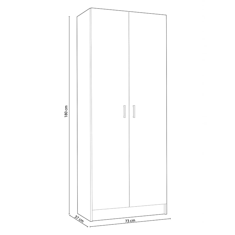 Mondo Viro - Armario de madera blanco para guardar objetos y armario con compartimento para escobas (portaescope 2 puertas) 73 x 37 x 180 cm