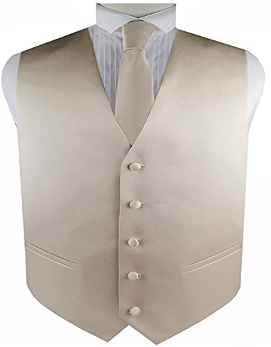 ME&SLEEVE Men's Classic 4pcs Solid Formal Tuxedo Suit Dress Wedding Waistcoat Necktie Bowtie Pocket Square