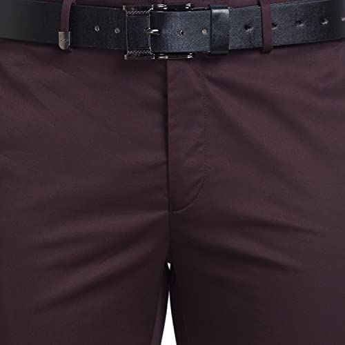 Image of Park Avenue Men's Pure Cotton Solid Pattern Super Slim Fit Flat Front Formal Chinos