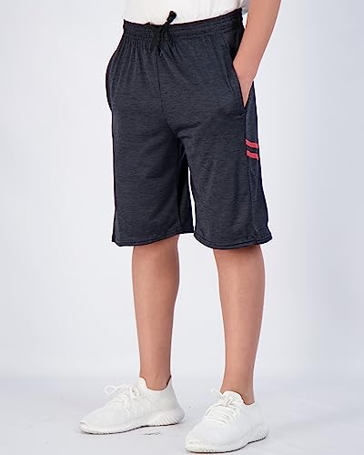 real essentials 5-pack youth dry-fit active athletic basketball gym shorts with pockets boys amp girls