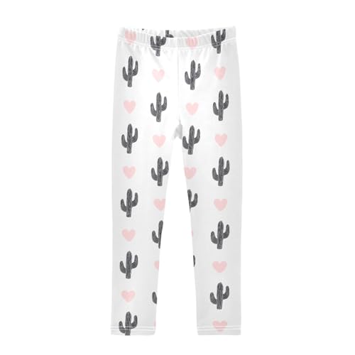 CaTaKu Girls Leggings Cactus Hearts Cute Leggings for Girls Kids Athletic Workout Yoga Pants Size 4-10T