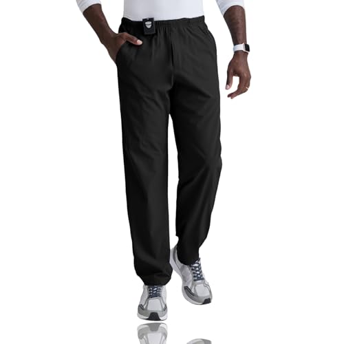 BARCO One Amplify Classic Fit Scrub Pant for Men – Black, 7-Pocket Pants w/ 360 Spandex Stretch, Moisture Wicking, Anti-Static and Quick-Shed – Large, Regular Fit