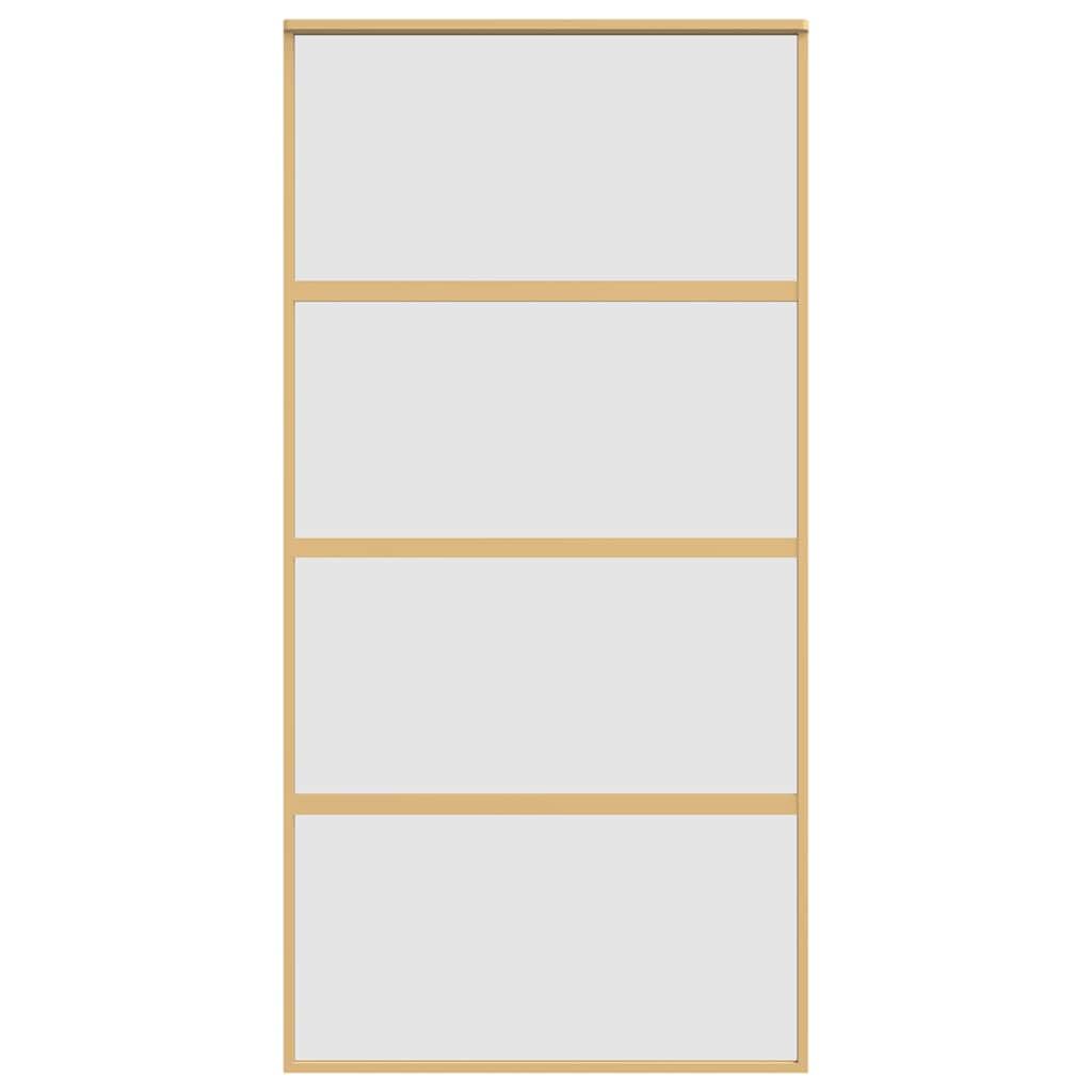 Drzwi przesuwne Golden 102,5 x 205 cm, matowe szkło ESG z aluminiową ramą, skrzydło drzwi wejściowych, drzwi wejściowych i drzwi przednich, łącznie z futryną drzwi, ościeżnicą i uszczelką