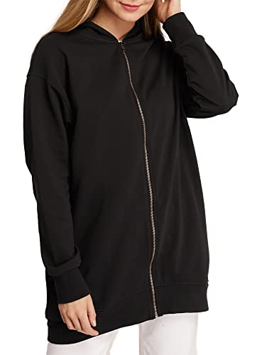 oodji Ultra Damen Oversize-Kapuzenpullover aus Baumwolle, Schwarz, DE 36 /...