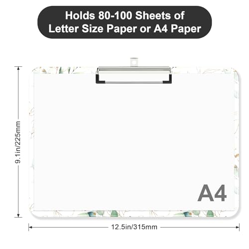 Image of Plastic A4 Clipboard Landscape, Fashion Clip Board with Low Profile Clip for Drawing, Sketching, Art Supplies, Drafting Supplies, Eucalyptus Leaves