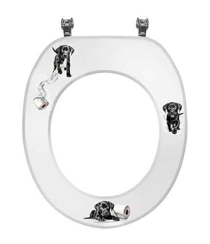 Looprints Welpen-Roll-Toilettensitz, schwarzer Labrador-Welpe, Bauernhaus-Dekoration, Geschenkidee