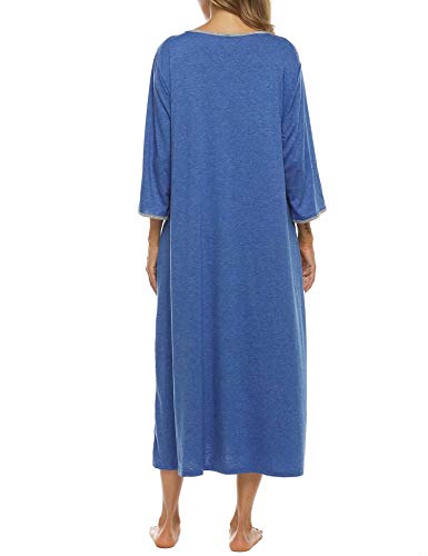 Image of Bloggerlove Zipper Front Robes for Women House Coat Half Sleeve Loungewear Long Nightgown with Pockets S-3XL