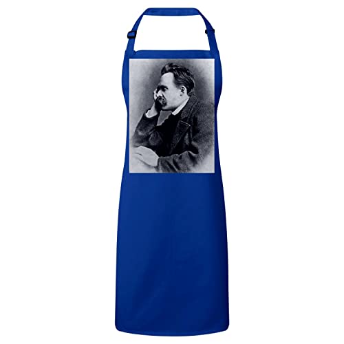 Tablier cuisine premium bleu Friedrich Nietzsche portrait vintage célèbre