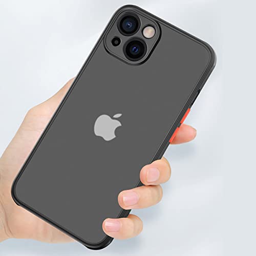 Zezhou Iphone 13 Mini Case With Camera Lens Protector, 5.4 Inch, Translucent Matte Hard Pc Back With Soft Silicone Bumper, Slim Shockproof, Drop Protective Phone Case For Iphone 13 Mini, Black #TOP2