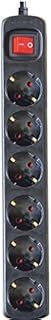 Silver Electronics – Power Strip with 6 Sockets with Switch, Black, 6 Sockets, 1.5 Metre Cable, Child Protection, Grounding