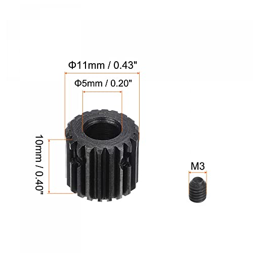 Uxcell 5Mm Bore 20T Mod 0.5 Pinion Gear 45# Steel Hardened Spur Diff Differential Gear Motor Gear, For Rc Car #TOP1