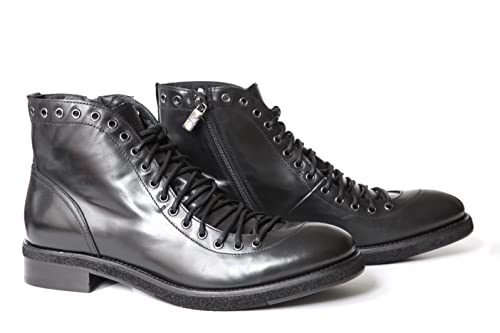 Jo Ghost 1838 Italian Black Leather Lace Up Boots With Zipper3