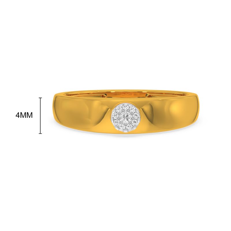 Image of KISNA 14k / 18k Real Gold & Diamond Ring | Diwali, Rakhi Rakshabandhan Gift for Brother, Husband | With Certificate of Authenticity & BIS-Hallmarked Gold Jewellery | Round Classic Band Ring For Him