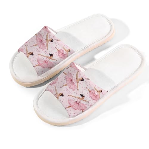 Mexpekil Pantoufles en lin antidérapantes à bout ouvert pour homme et femme - Pour l'intérieur et l'extérieur, Ballerines dansantes pour filles, 38/38.5 EU
