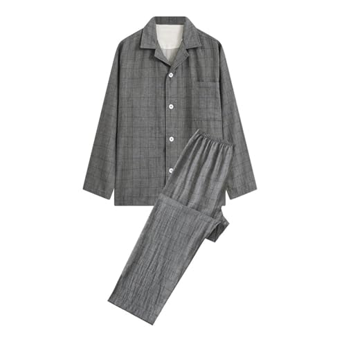 Pajamas for Men Set Long Sleeve Soft Comfy Loungewear Sleepwear Sets Lightweight Plaid Shirt Long Pants Pjs Suit2