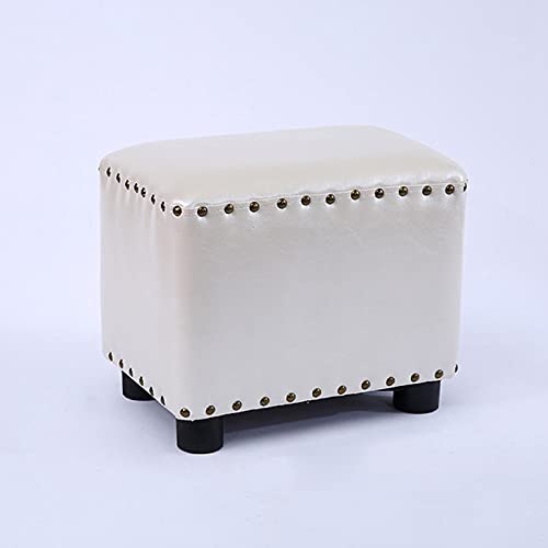 GVBJIUAXJM Reposapiés para Sala de Estar, Taburete Vintage tapizado con Remaches, puf de Cuero sintético, Taburete de Madera para Sala de Estar, Dormitorio, sofá, Banco, Asiento, Taburete de