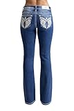  Miss Me - - Intricate Wing Mid-Rise Bootcut-Jeans für Damen, 32 Zoll, Kolorit Dark Blue, Größe: 30W x 32L