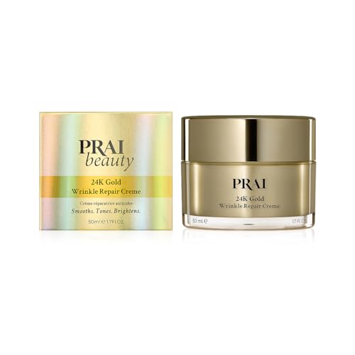 24K Gold by Prai Wrinkle Repair Face Creme 50ml Improves Skin Elasticity Repair Skin Firmness and Elasticity with Smoother and Radiant Skin.