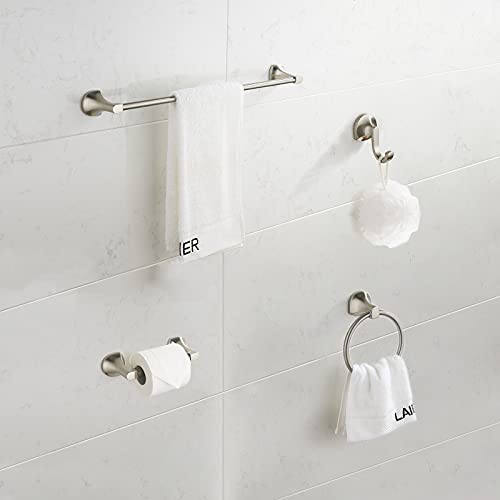 BGL Bathroom Hardware Set Brushed Nickel Adjustable Expandable Towel Bar 4-Piece Bathroom Accessory Set Wall Mounted Robe Hook Toilet Paper Holder Towel Ring Towel Bar by BGL - Image 8