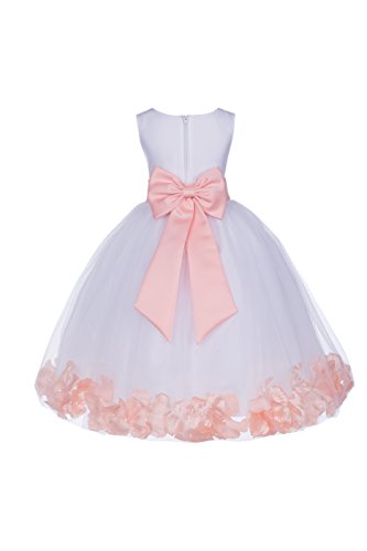 White Tulle Rose Petals Flower Girl Dress Tulle Dress Christening Dress 302T 6