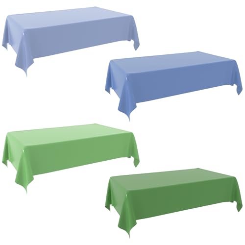 4Pcs Tablecloths, Blue and sage Green Disposable Plastic Table Cloths, 4 Color Tablecloths for Bride Wedding, Birthday, Picnic Party, 54 X 108 Inches Rectangular Table Cloths